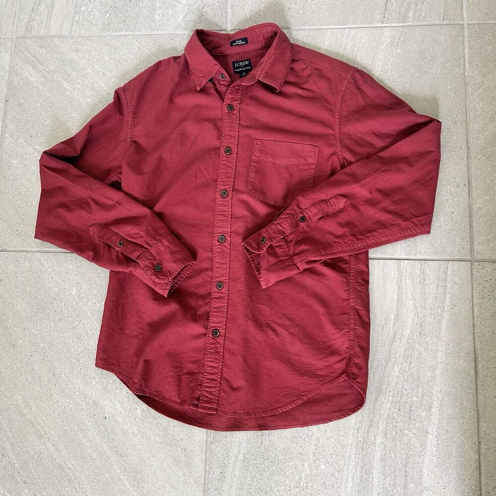 Maroon Red J Crew Slim Untucked Button Down Shirt 100% Cotton